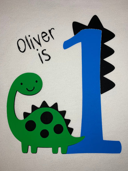 Age 1 Dinosaur Birthday Top or Vest - Blue or Pink
