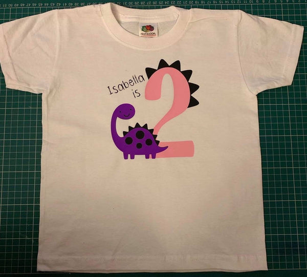 Age 1 Dinosaur Birthday Top or Vest - Blue or Pink