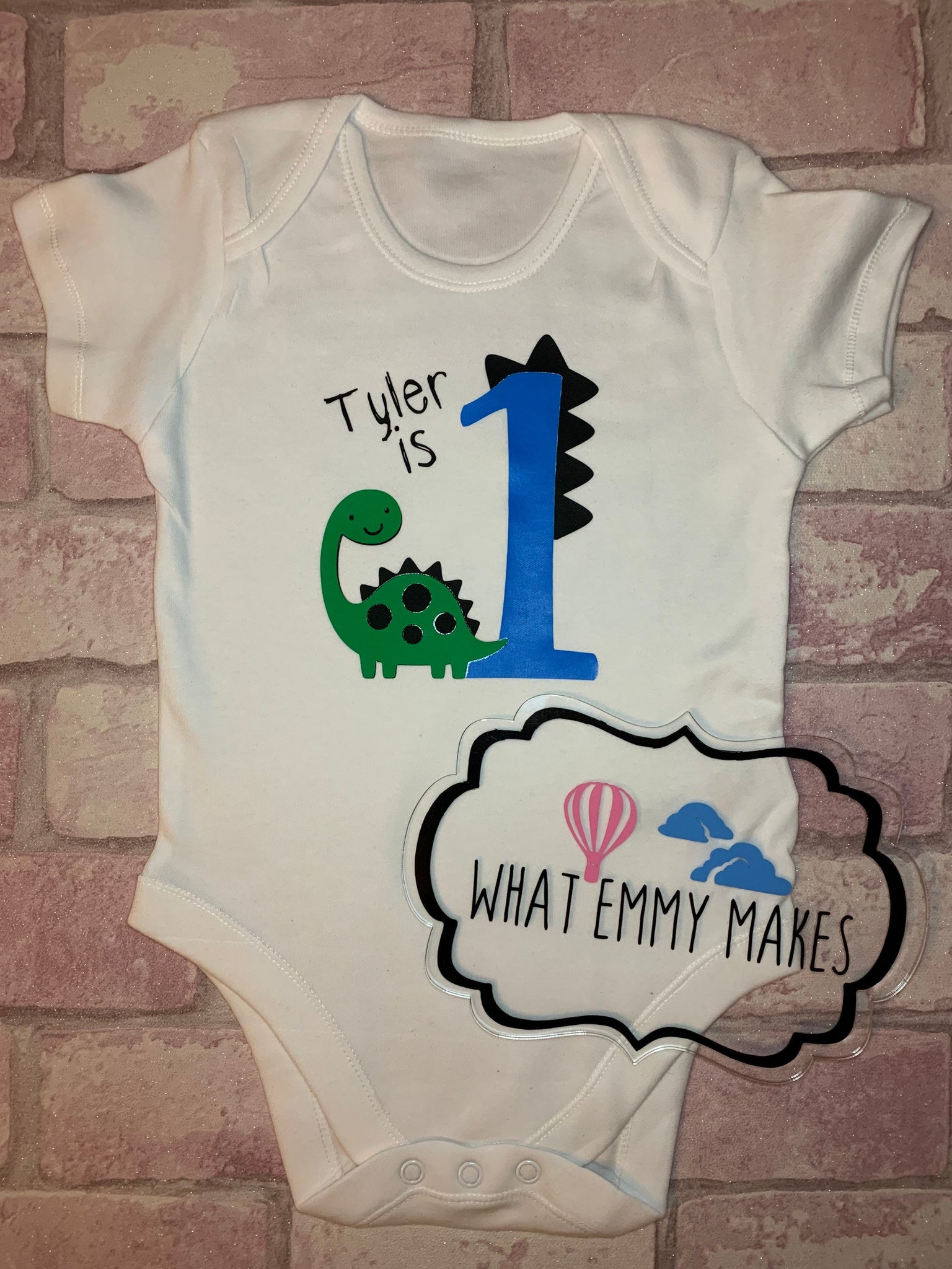Age 1 Dinosaur Birthday Top or Vest - Blue or Pink
