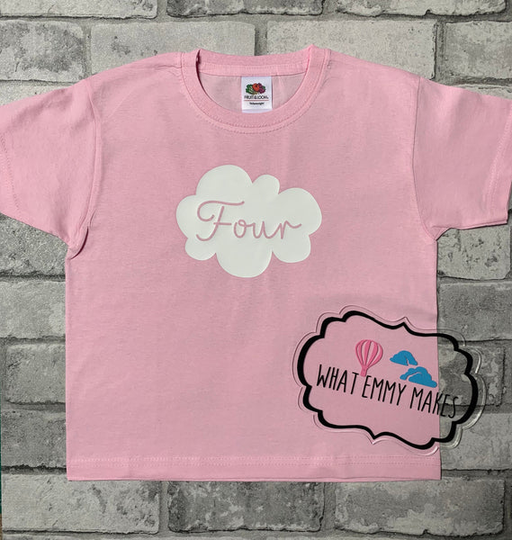 Cloud birthday T-shirt ages 1-8