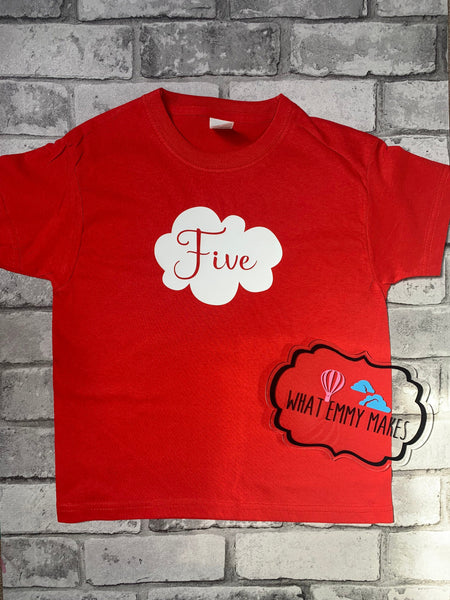 Cloud birthday T-shirt ages 1-8
