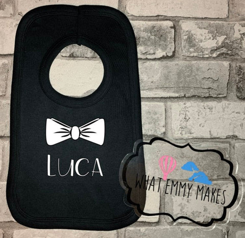 Bow Tie Bib / Black / Personalised