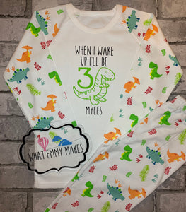 Dinosaur When I wake up I’ll be One, Two, Three, Four, Five - Birthday Pyjamas