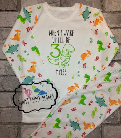 Dinosaur When I wake up I’ll be One, Two, Three, Four, Five - Birthday Pyjamas