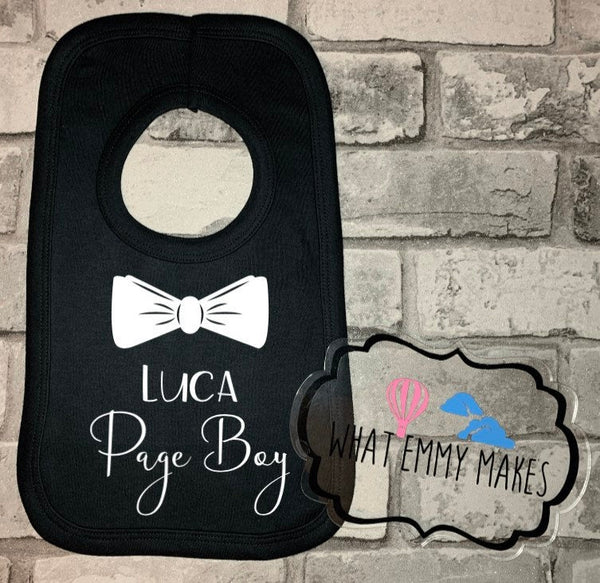 Bow Tie Page Boy Bib / Black / Personalised