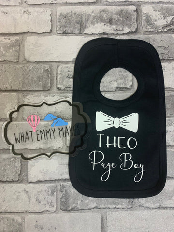 Bow Tie Page Boy Bib / Black / Personalised